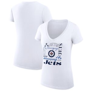 Women's G-III 4Her by Carl Banks White Winnipeg Jets Collage Team Graphic Fitted T-Shirt