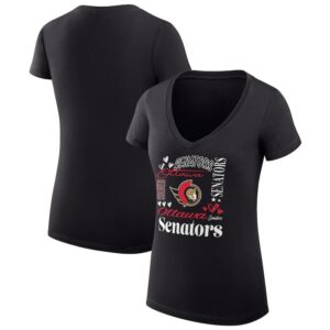 Women's G-III 4Her by Carl Banks Black Ottawa Senators Collage Team Graphic Fitted T-Shirt