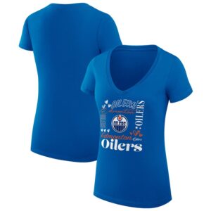 Women's G-III 4Her by Carl Banks Royal Edmonton Oilers Collage Team Graphic Fitted T-Shirt