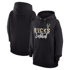 Women's G-III 4Her by Carl Banks Black Milwaukee Bucks Graphics Fleece Pullover Hoodie