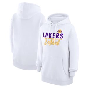 Women's G-III 4Her by Carl Banks White Los Angeles Lakers Graphics Fleece Pullover Hoodie