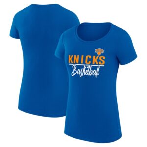 Women's G-III 4Her by Carl Banks Blue New York Knicks Team Sport Fitted V-Neck T-Shirt