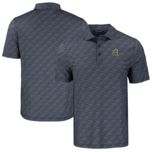 Men's Cutter & Buck Black Wichita State Shockers Pike Eco Pebble Print Stretch Recycled Polo