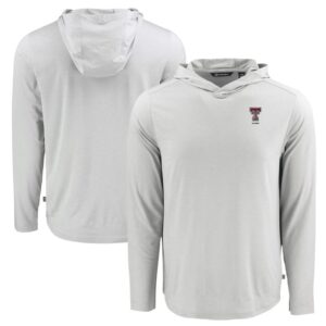 Men's Cutter & Buck Gray Texas Tech Red Raiders Coastline Epic Comfort Eco Recycled Long Sleeve Hoodie T-Shirt