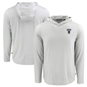 Men's Cutter & Buck Gray Howard Bison Coastline Epic Comfort Eco Recycled Long Sleeve Hoodie T-Shirt