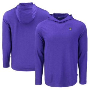 Men's Cutter & Buck Purple ECU Pirates Coastline Epic Comfort Eco Recycled Long Sleeve Hoodie T-Shirt