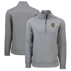 Men's Cutter & Buck Gray Army Black Knights Roam Eco Recycled Quarter Zip Jacket