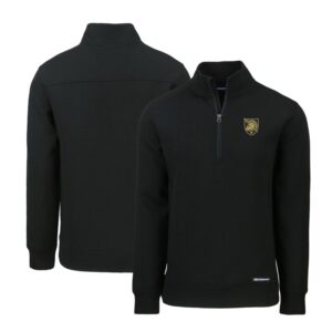 Men's Cutter & Buck Black Army Black Knights Roam Eco Recycled Quarter Zip Jacket