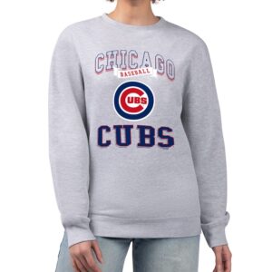 Women's G-III 4Her by Carl Banks Heather Gray Chicago Cubs Team Logo Graphic Tri-Blend Fleece Pullover Sweatshirt