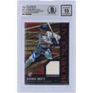 George Brett Kansas City Royals Autographed 2003 Topps Pristine Bomb Squad Relic #PBS-GB1 Beckett Fanatics Witnessed Authenticated 10 Card