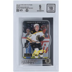 Charlie McAvoy Boston Bruins Autographed 2017-18 Upper Deck O-Pee-Chee Platinum Retro Yellow Ink #R-100 Beckett Fanatics Witnessed Authenticated 9/10 Rookie Card
