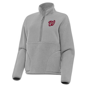 Women's Antigua Gray Washington Nationals Figure Half-Zip Sweatshirt