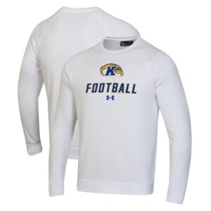 Men's Under Armour  White Kent State Golden Flashes Football Rival Fleece Raglan Pullover Sweatshirt