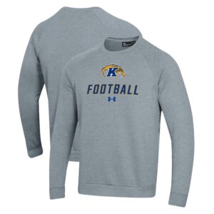 Men's Under Armour  Grey Kent State Golden Flashes Football Rival Fleece Raglan Pullover Sweatshirt