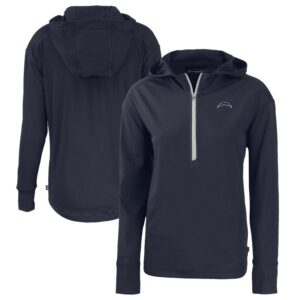 Women's Cutter & Buck  Navy Los Angeles Chargers Daybreak Eco Recycled Half-Zip Hoodie