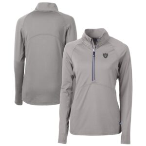 Women's Cutter & Buck  Gray Las Vegas Raiders Adapt Eco Knit Stretch Recycled Half-Zip Pullover Top