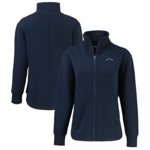 Women's Cutter & Buck Navy Los Angeles Chargers Roam Eco Full-Zip Tri-Blend Recycled Jacket