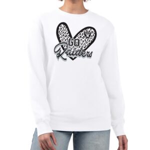 Women's G-III 4Her by Carl Banks White Las Vegas Raiders Leopard Heart Pullover Sweatshirt