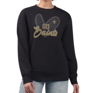 Women's G-III 4Her by Carl Banks Black New Orleans Saints Leopard Heart Pullover Sweatshirt