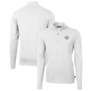 Men's Cutter & Buck White Notre Dame Fighting Irish  Play Like A Champion Today Virtue Eco Pique Recycled DryTec Quarter-Zip Top