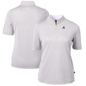 Women's Cutter & Buck Gray/White Arizona Diamondbacks  Virtue Eco Pique Stripe Recycled Tri-Blend Quarter-Zip Top