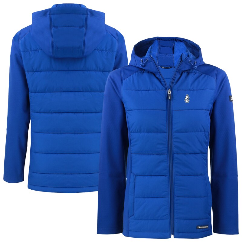 Women's Cutter & Buck Royal Chicago Cubs Cooperstown Collection Evoke Hybrid Eco Softshell Recycled Full-Zip Hoodie Jacket