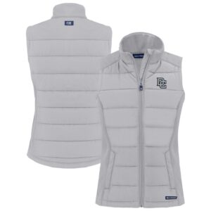 Women's Cutter & Buck  Gray Washington Nationals  Evoke Hybrid Eco PrimaLoft Softshell Recycled Full-Zip Vest