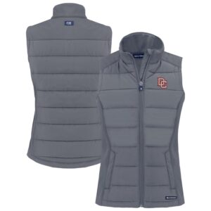 Women's Cutter & Buck  Charcoal Washington Nationals  Evoke Hybrid Eco PrimaLoft Softshell Recycled Full-Zip Vest