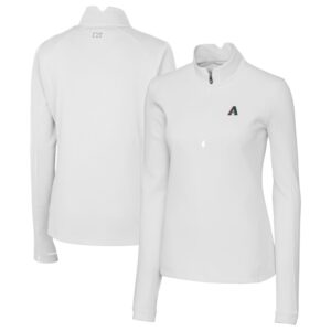 Women's Cutter & Buck White Arizona Diamondbacks  Traverse Stretch Quarter-Zip Pullover Top