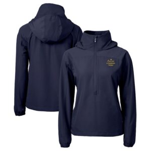 Women's Cutter & Buck  Navy Notre Dame Fighting Irish Play Like A Champion Today Charter Eco Recycled Half-Zip Anorak Jacket