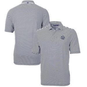 Men's Cutter & Buck Navy Notre Dame Fighting Irish Big & Tall Play Like A Champion Today Virtue Eco Pique Stripe Recycled DryTec Tri-Blend Polo