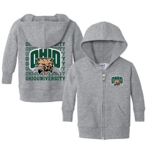 Infant Chad & Jake Heather Gray Ohio Bobcats Retro Full-Zip Hoodie Sweatshirt