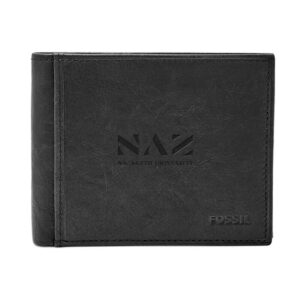 Fossil Nazareth University Golden Flyers Ingram Leather RFID Bifold with Flip ID Wallet