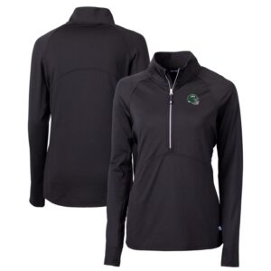 Women's Cutter & Buck Black New York Jets Helmet DryTec Adapt Eco Knit Stretch Recycled Raglan Half-Zip Top