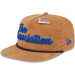 Men's New Era  Tan Logo Gear Victory Grove Corduroy Sneaker Pin Golfer Adjustable Hat