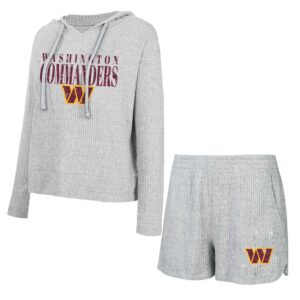 Women's Concepts Sport Gray Washington Commanders Juniper Long Sleeve Hoodie T-Shirt & Shorts Set