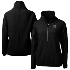 Women's Cutter & Buck Black Kansas City Royals Cascade Eco Sherpa Fleece Half-Zip Jacket