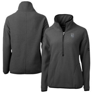 Women's Cutter & Buck Charcoal Kansas City Royals Cascade Eco Sherpa Fleece Half-Zip Jacket