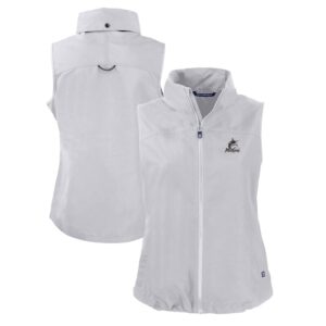Women's Cutter & Buck Gray Miami Marlins Charter Eco Recycled Full-Zip Vest