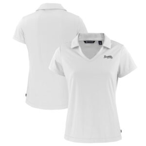 Women's Cutter & Buck White Atlanta Braves Daybreak Eco Recycled V-Neck Polo
