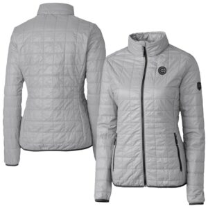 Women's Cutter & Buck Gray Chicago Cubs Rainier PrimaLoft Eco Insulated Full-Zip Puffer Jacket