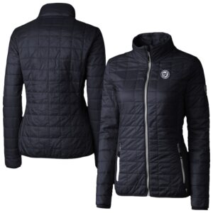 Women's Cutter & Buck Navy/Silver Washington Nationals Rainier PrimaLoft Eco Insulated Full-Zip Puffer Jacket