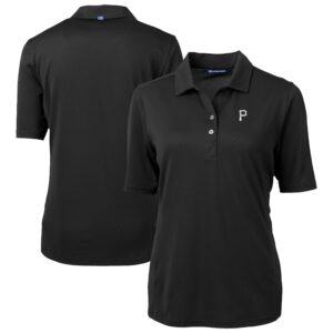Women's Cutter & Buck Black Pittsburgh Pirates Virtue Eco Pique Recycled Polo