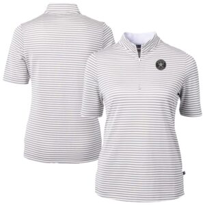 Women's Cutter & Buck Gray Houston Astros Virtue Eco Pique Stripe Recycled Polo
