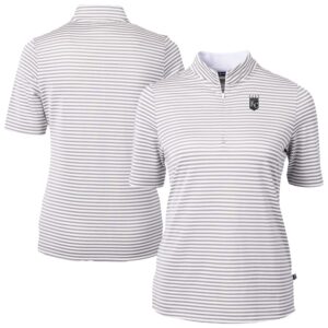 Women's Cutter & Buck Gray Kansas City Royals Virtue Eco Pique Stripe Recycled Polo