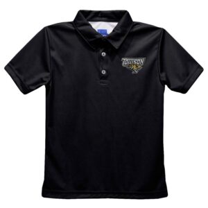 Youth Vive La Fete  Black Towson Tigers Solid Polo
