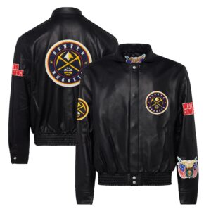 Men's Jeff Hamilton  Black Denver Nuggets Leather Full-Snap Jacket