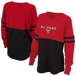 Women's Red El Paso Chihuahuas Retro Jersey Long Sleeve Pom Pom T-Shirt