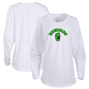 Women's White Eugene Emeralds Retro Jersey Long Sleeve Pom Pom T-Shirt