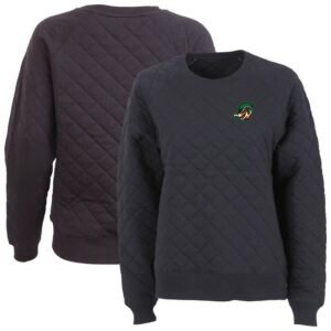 Women's Black Down East Wood Ducks Quilted Raglan Pullover Sweatshirt
